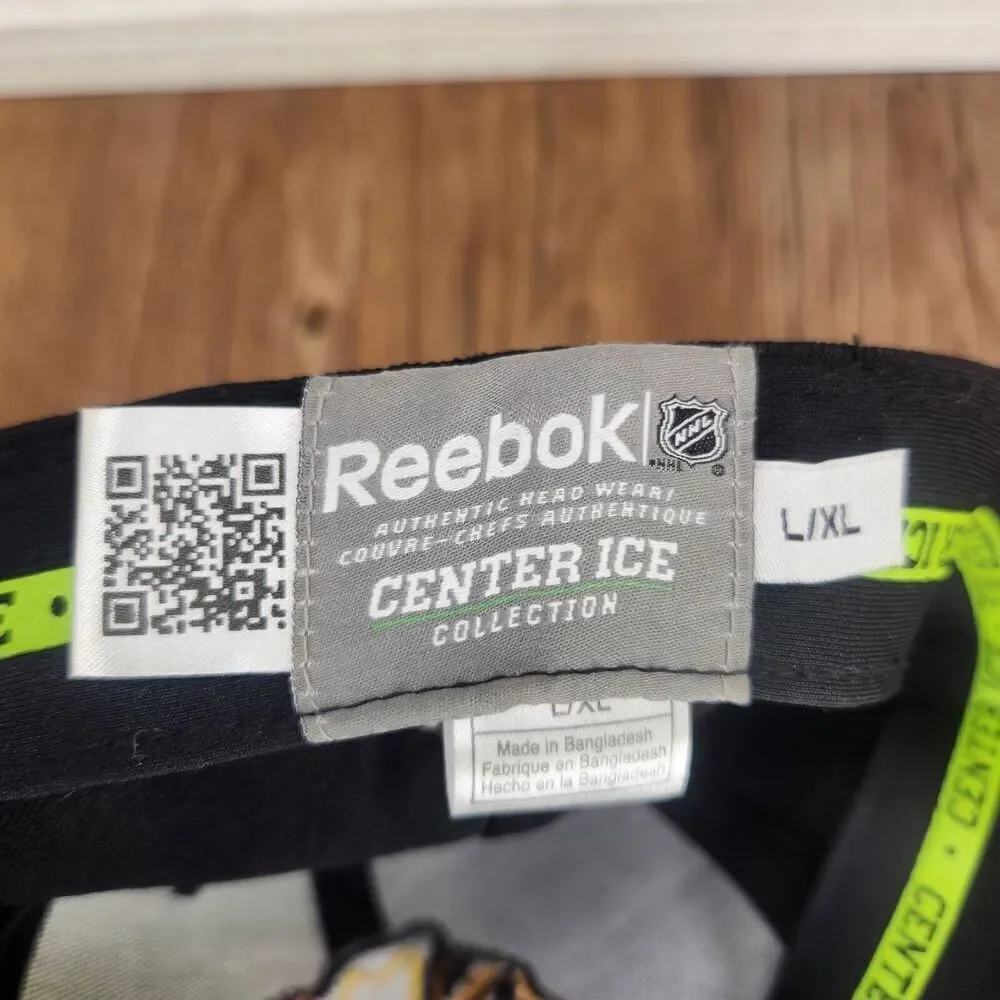 Chicago Blackhawks Reebok Center Ice Fitted L/XL Hat Cap Black Gray Hockey NHL